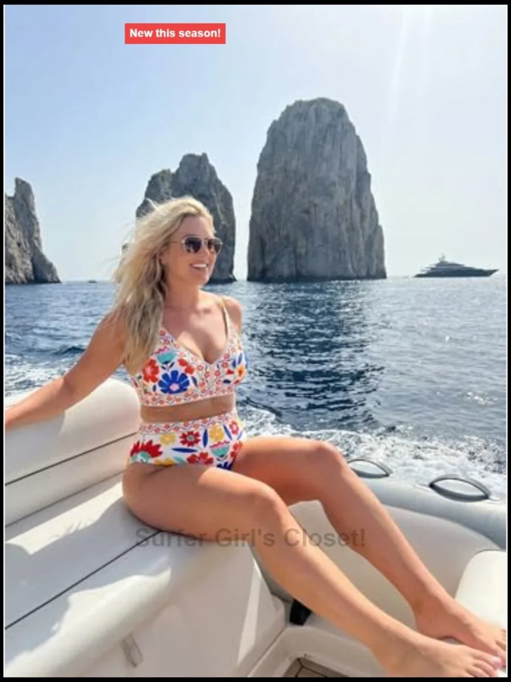 High Waisted Bikini Set V Neck Floral Print Push Up Two Piece Swimsuit Bathing